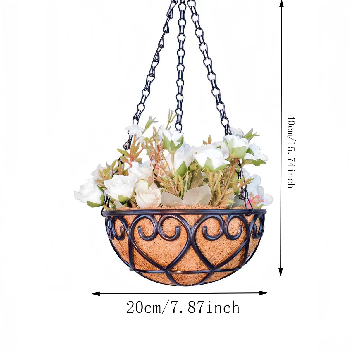 Hanging Chain Planter Basket – Boho Iron Flowerpot for Indoor & Outdoor Plants