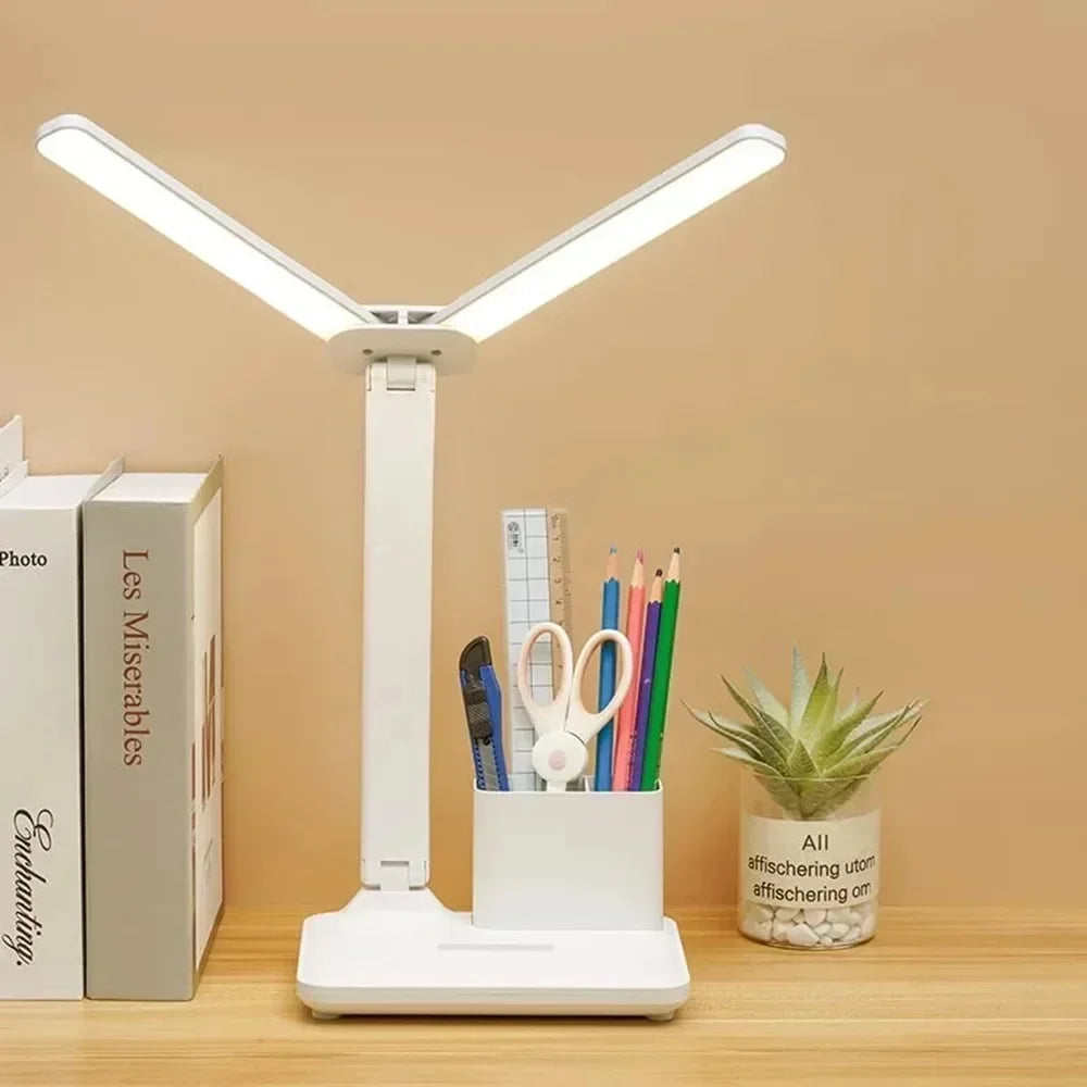 LED Desk Lamp with Clock & Calendar – Dimmable Touch Study Night Light