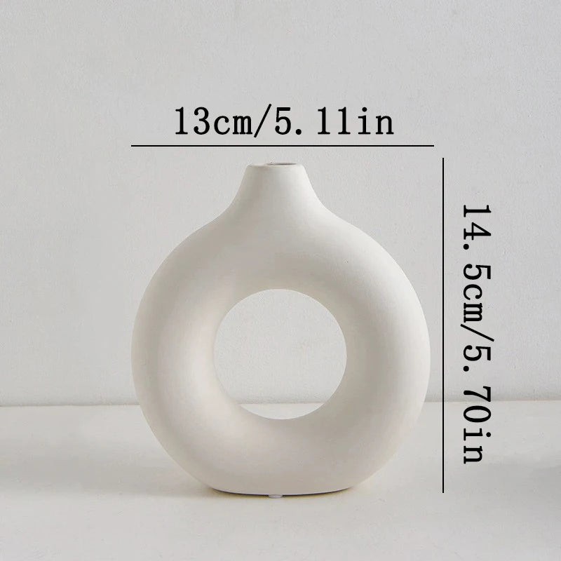 Nordic White Bud Vase – Minimalist Floral Arrangement Vase for Living Room