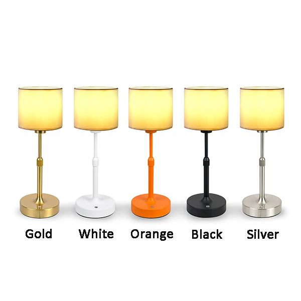 Fabric Shade Table Lamp – Rechargeable Touch Bedside Lamp (E12 Bulb)