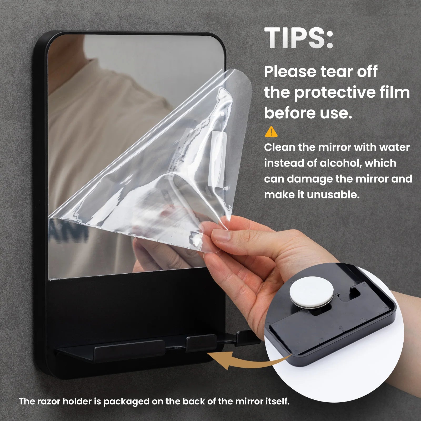 Fogless Shower Mirror – Anti-Fog Shaving Mirror with Razor Holder