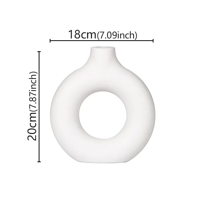 Minimalist Donut Vase – Modern Hollow Single-Flower Vase for Home & Wedding Decor