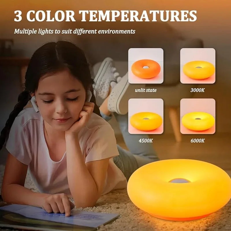 Donut LED Night Light – Cute Touch Dimmable Bedside Lamp with USB