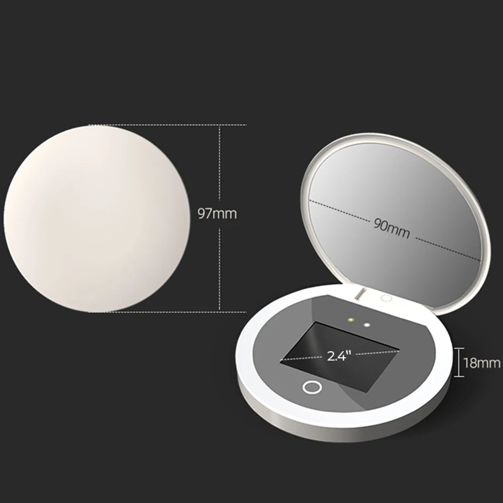 UV-Detection LED Makeup Mirror – Portable Sunscreen-Test Vanity Mirror