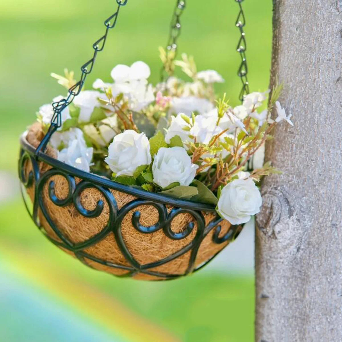 Hanging Chain Planter Basket – Boho Iron Flowerpot for Indoor & Outdoor Plants