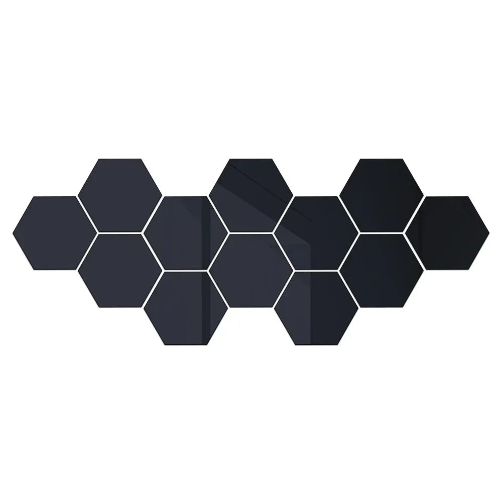 Hexagon 3D Mirror Wall Stickers – Self-Adhesive Acrylic Decor Decals (6/12 Pack)