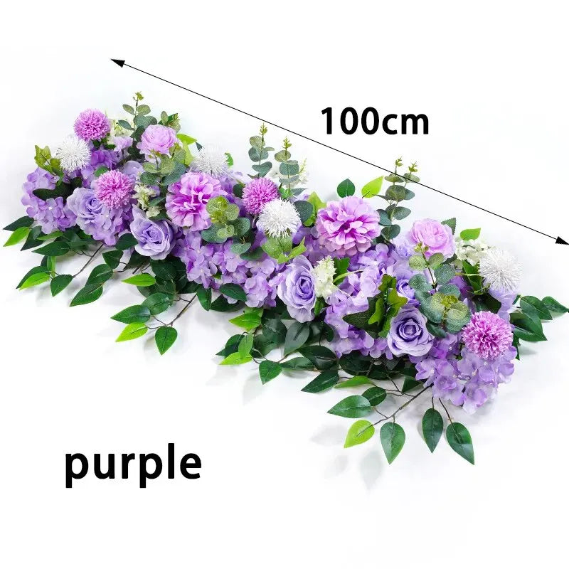 Luxury White Rose Flower Row – Artificial Floral Runner for Weddings & Table Decor