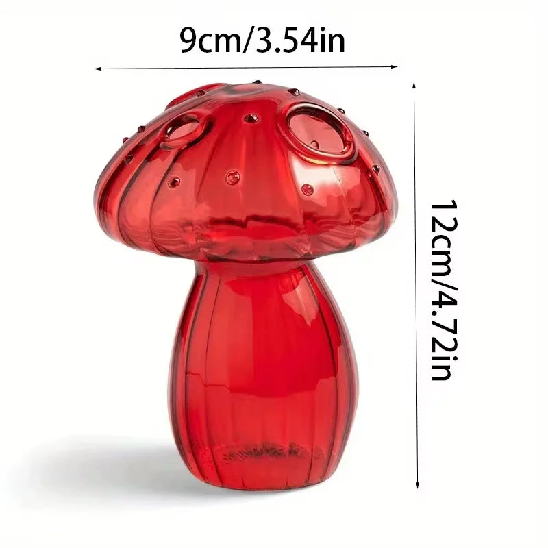 Mushroom Glass Bud Vase – Colorful Hydroponic Vase for Home & Office Decor