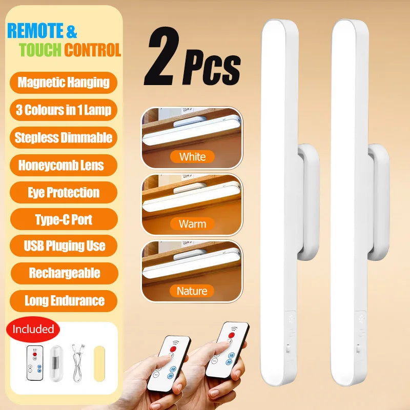 Magnetic LED Reading Lamp – Rechargeable Cordless Night Light with Remote