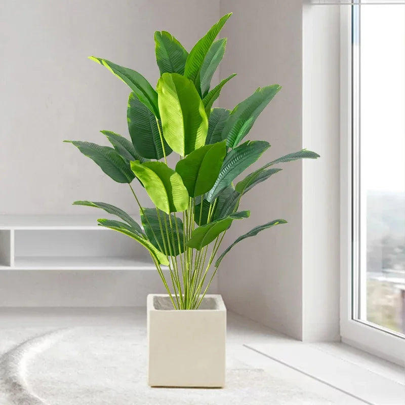 Artificial Tropical Palm Plant – Faux Monstera Banana Leaves for Home Decor