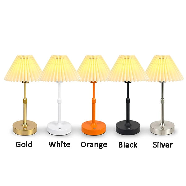 Fabric Shade Table Lamp – Rechargeable Touch Bedside Lamp (E12 Bulb)