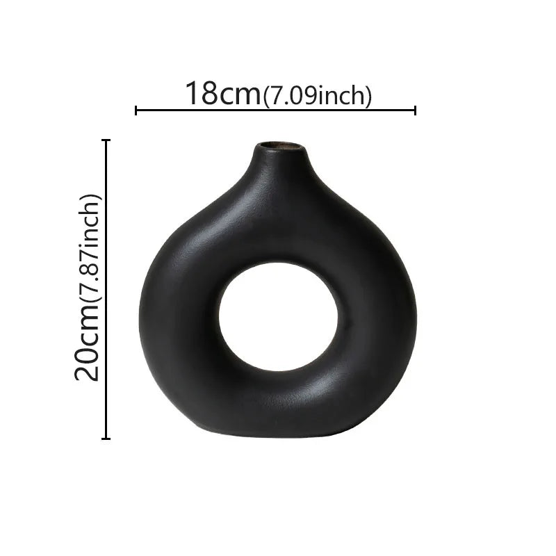 Minimalist Donut Vase – Modern Hollow Single-Flower Vase for Home & Wedding Decor