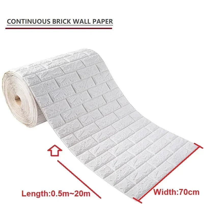 3D Brick Wallpaper – Self-Adhesive Waterproof Foam Wall Panels (Peel & Stick)