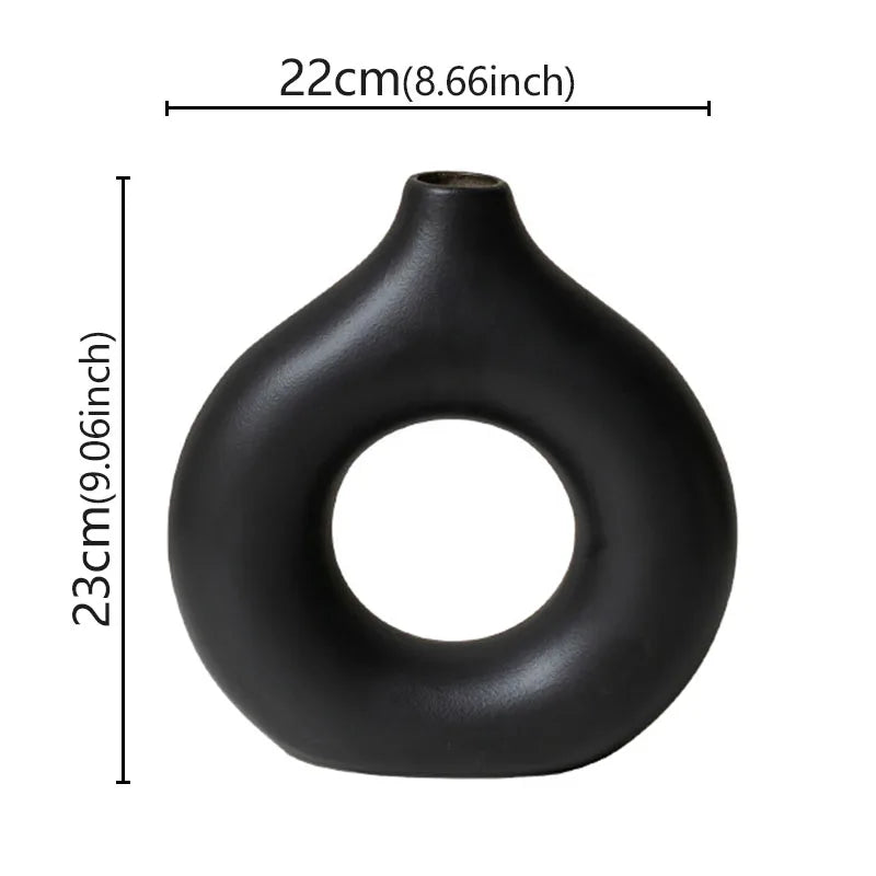 Minimalist Donut Vase – Modern Hollow Single-Flower Vase for Home & Wedding Decor
