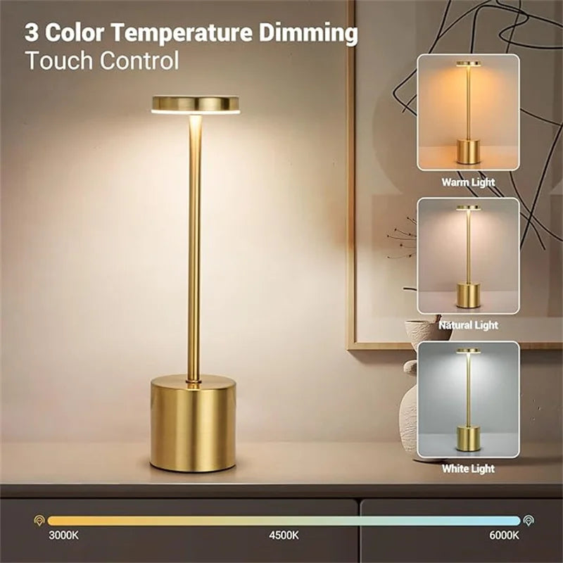 Rechargeable LED Table Lamp – Touch Dimmable Cordless Bedside Night Light