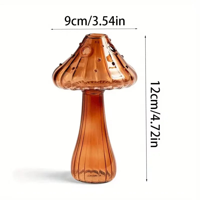 Mushroom Glass Bud Vase – Colorful Hydroponic Vase for Home & Office Decor