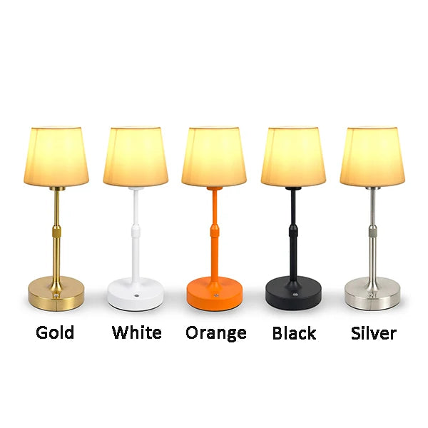 Fabric Shade Table Lamp – Rechargeable Touch Bedside Lamp (E12 Bulb)