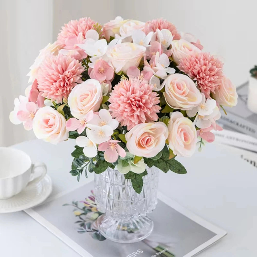 Silk Rose & Chrysanthemum Bouquet