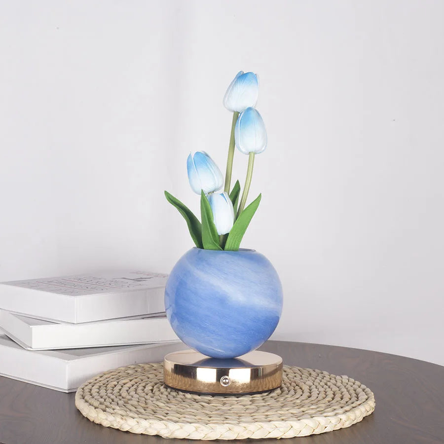 Tulip Bouquet LED Night Light – Dimmable Rechargeable Decorative Table Lamp
