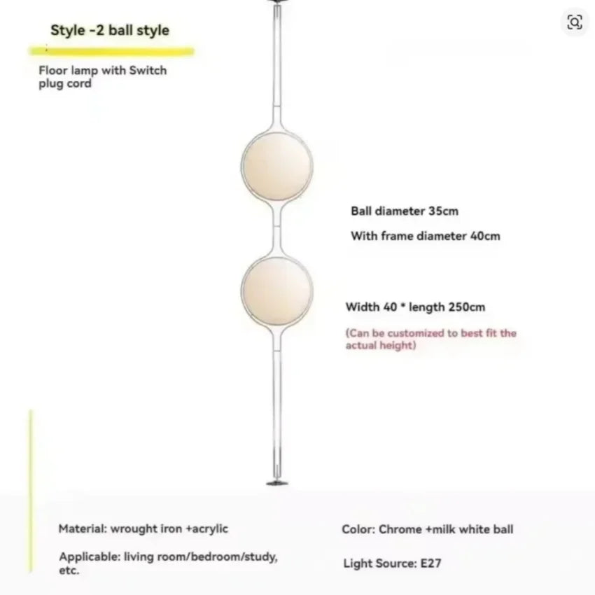 Modern Acrylic Floor Lamp – Minimalist Round Ball Standing Light for Bedside