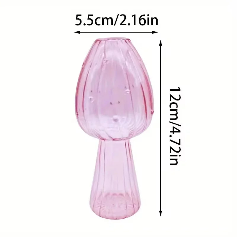 Mushroom Glass Bud Vase – Colorful Hydroponic Vase for Home & Office Decor