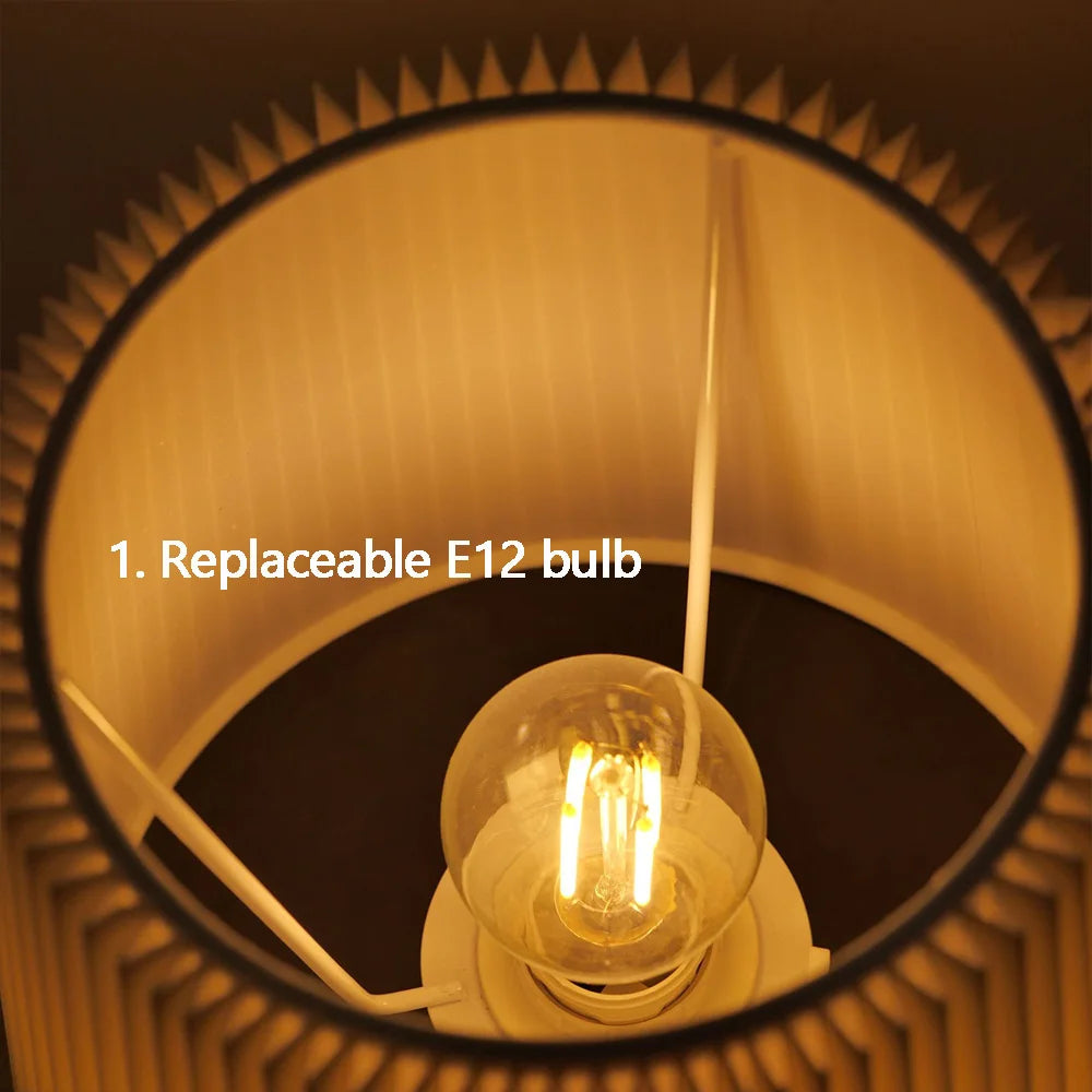 Fabric Shade Table Lamp – Rechargeable Touch Bedside Lamp (E12 Bulb)