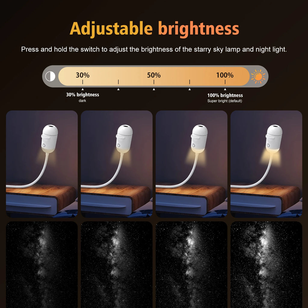 2-in-1 USB Ambient Projector Lamp – Adjustable Galaxy Atmosphere Night Light