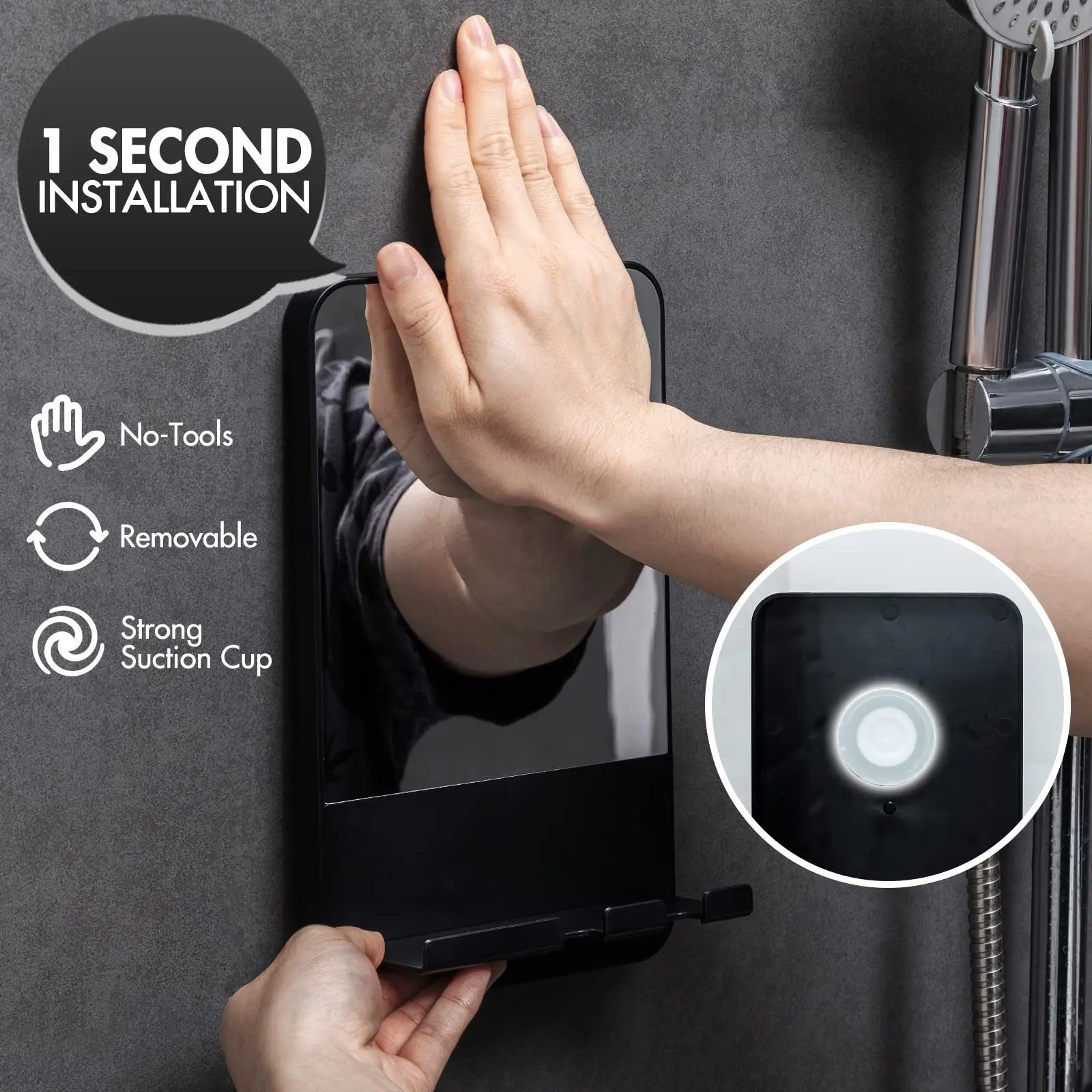 Fogless Shower Mirror – Anti-Fog Shaving Mirror with Razor Holder