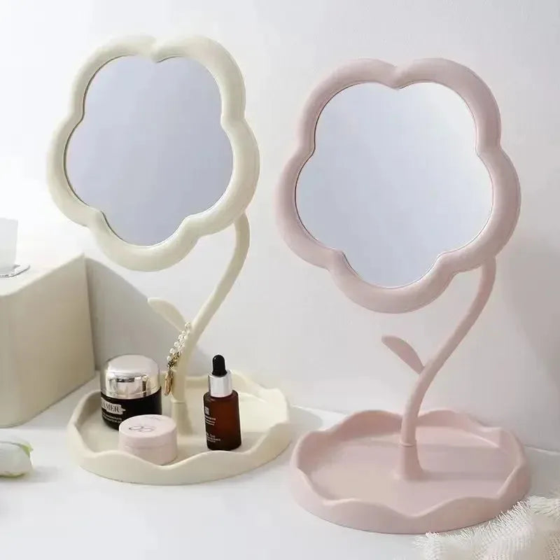 Vintage Floral Vanity Mirror – Elegant Desktop Makeup Mirror for Bedroom
