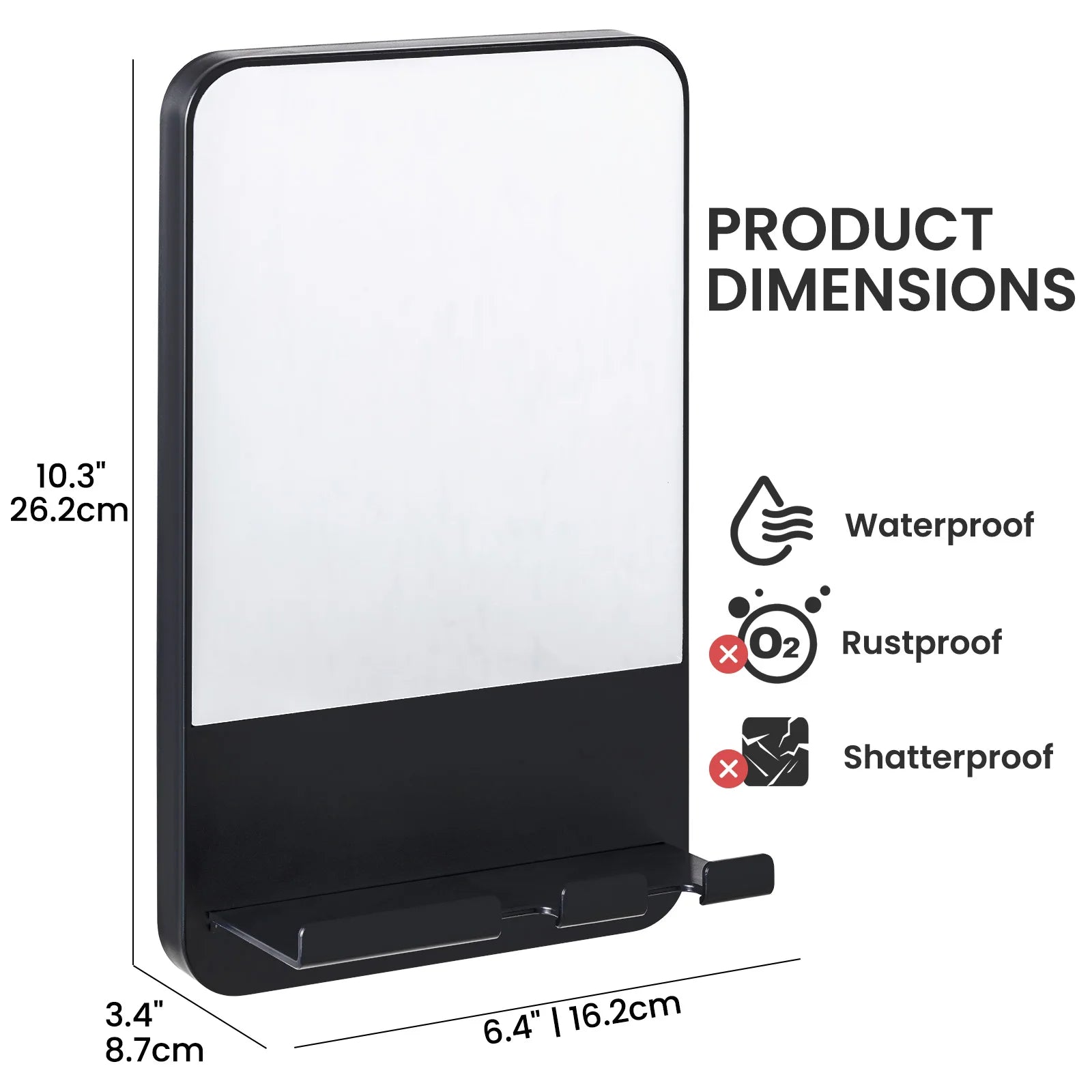 Fogless Shower Mirror – Anti-Fog Shaving Mirror with Razor Holder