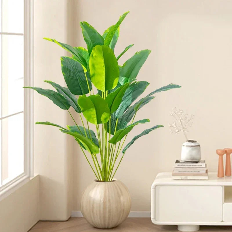 Artificial Tropical Palm Plant – Faux Monstera Banana Leaves for Home Decor