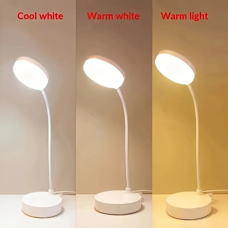Flexible LED Desk Lamp – 3-Level Dimmable USB Eye-Care Study Light