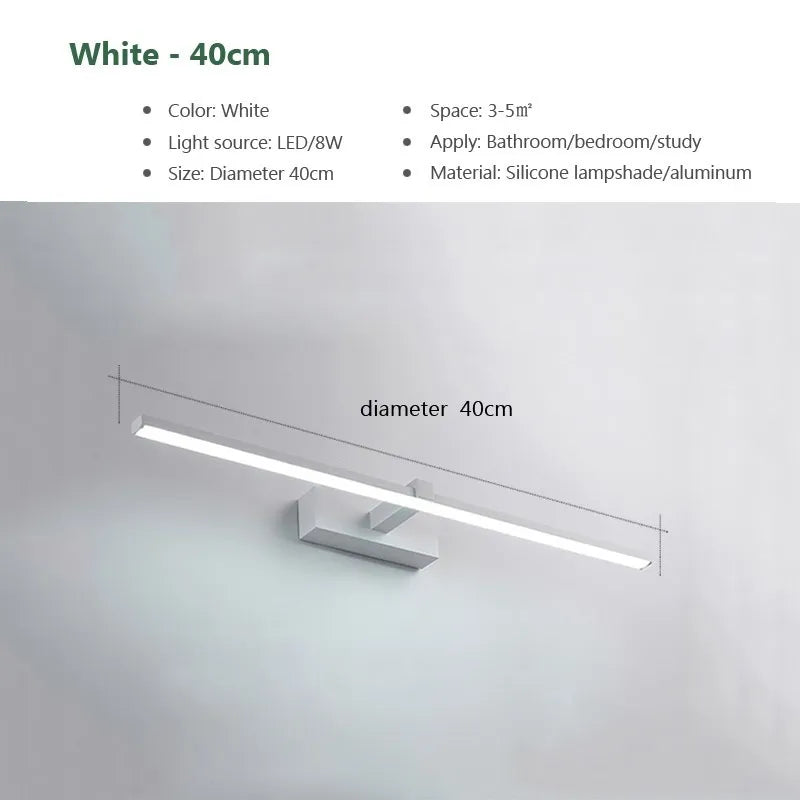 LED Bathroom Vanity Wall Light – Waterproof Modern Mirror Make-Up Lamp