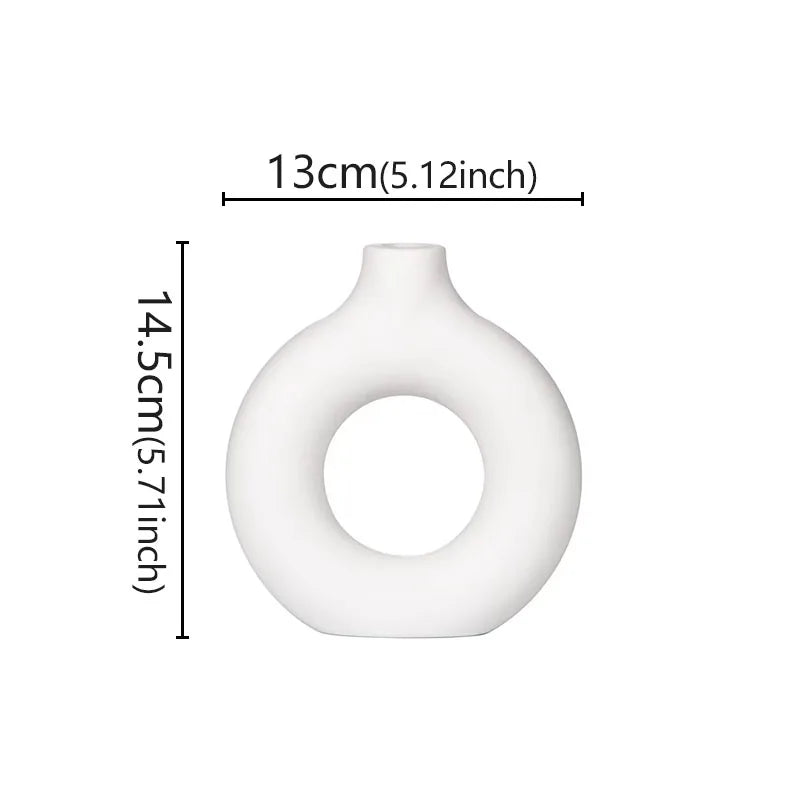 Minimalist Donut Vase – Modern Hollow Single-Flower Vase for Home & Wedding Decor