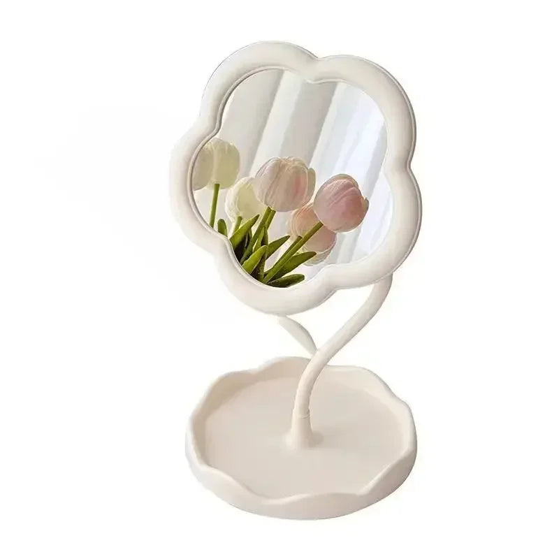 Vintage Floral Vanity Mirror – Elegant Desktop Makeup Mirror for Bedroom