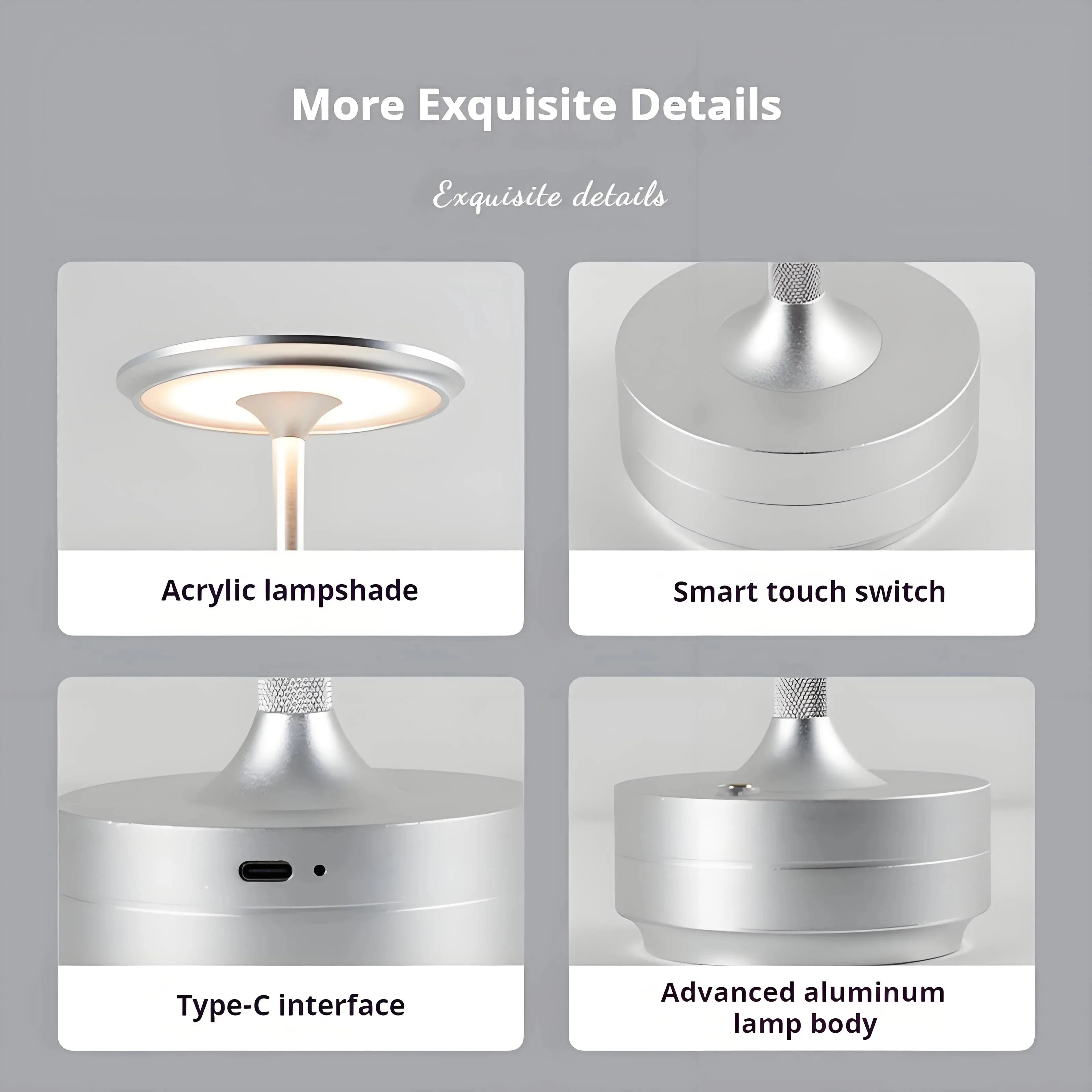 Rechargeable Wireless LED Table Lamp – Touch Dimmable Bedside Night Light (Set of 2)