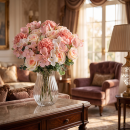 Silk Rose & Chrysanthemum Bouquet – Artificial Flowers for Weddings, Vases & Home Decor
