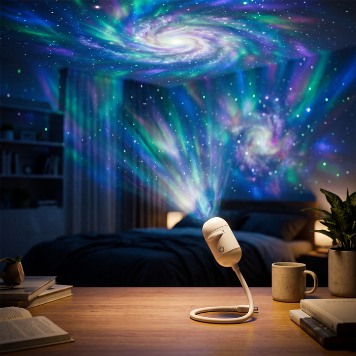 2-in-1 USB Ambient Projector Lamp – Adjustable Galaxy Atmosphere Night Light