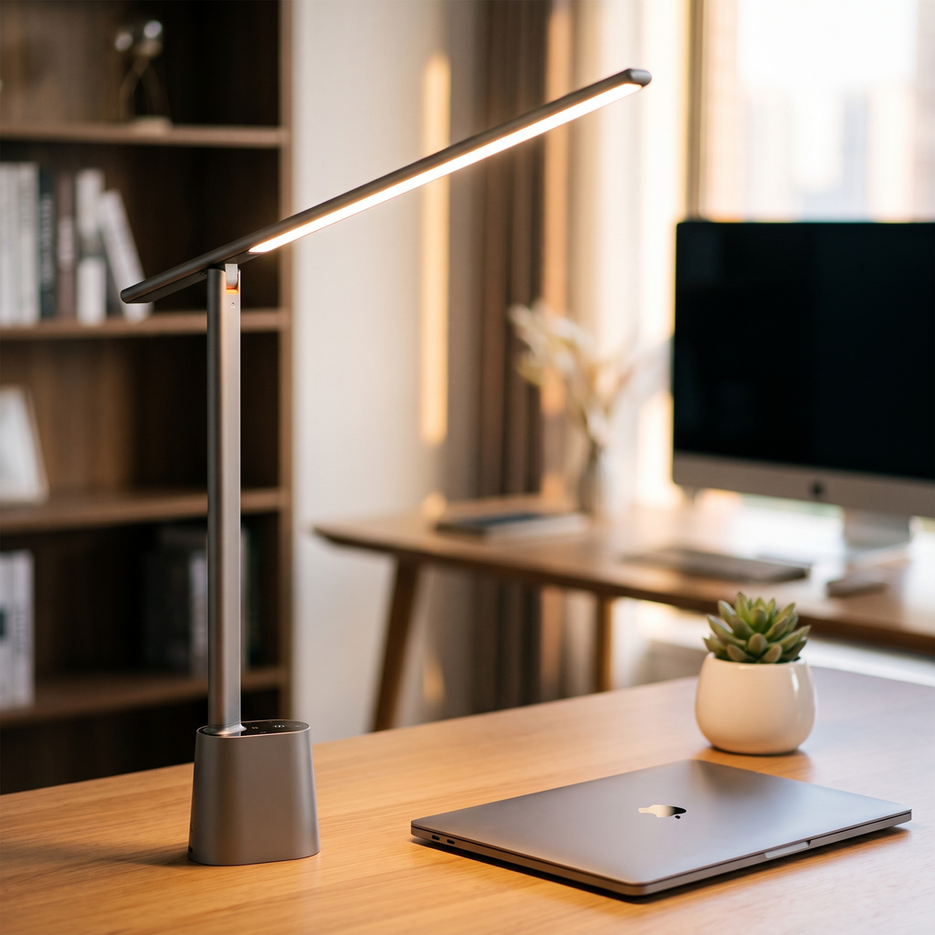 Smart LED desk lamp on a modern desk