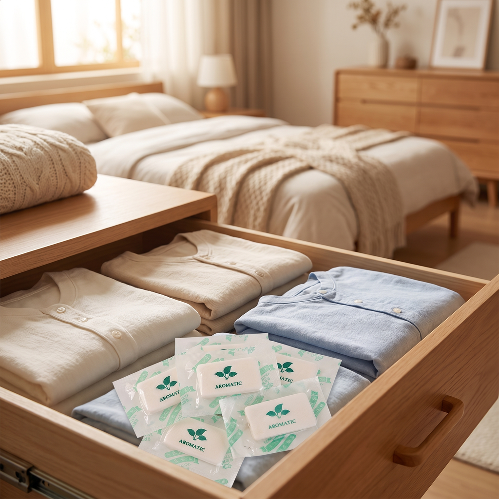 Jasmine scented sachets in a dresser drawer