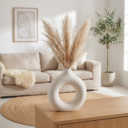 Nordic White Bud Vase – Minimalist Floral Arrangement Vase for Living Room