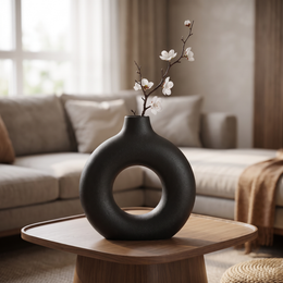 Minimalist Donut Vase – Modern Hollow Single-Flower Vase for Home & Wedding Decor