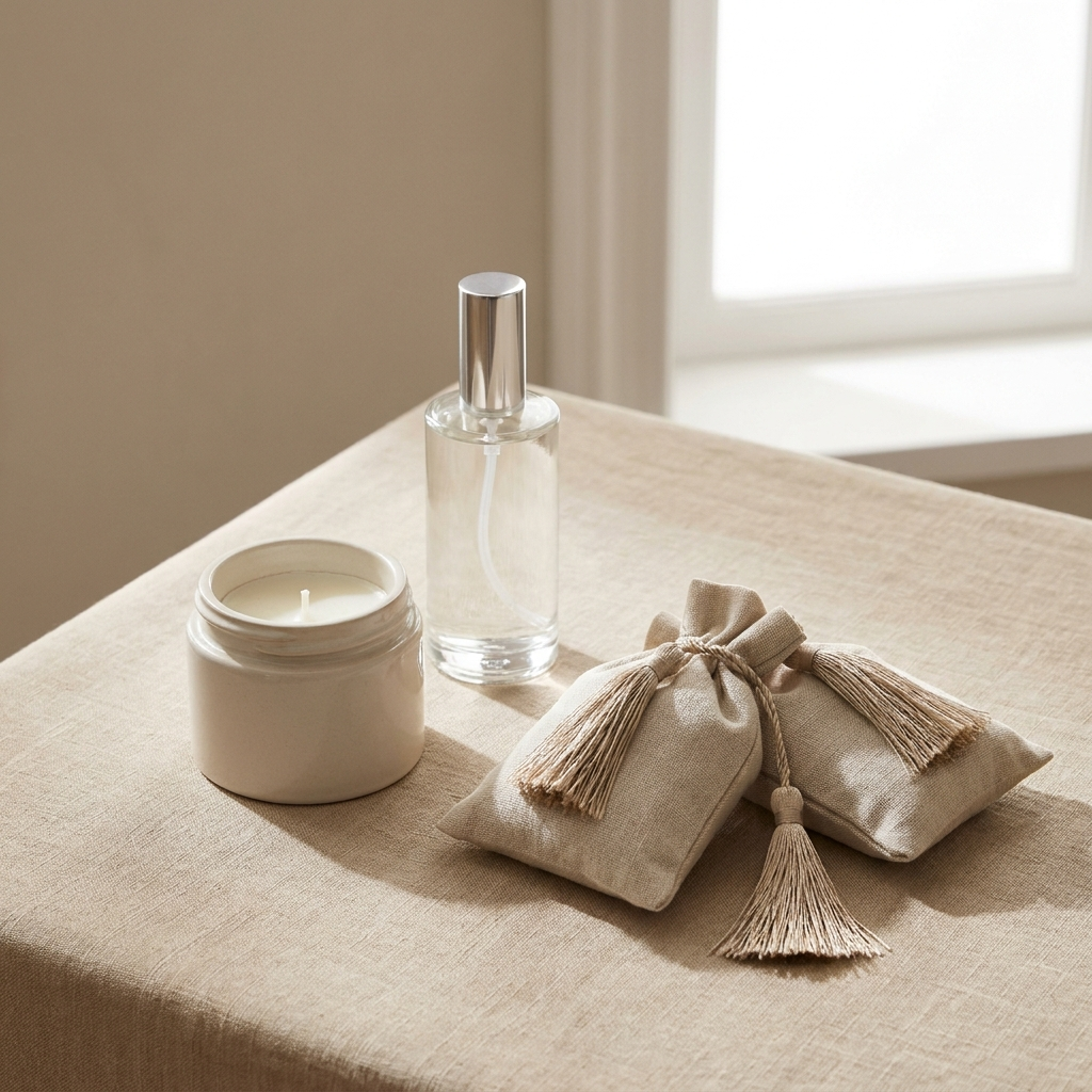 Whole-Home Air Freshener Set — gel jar, spray bottle and hanging sachets
